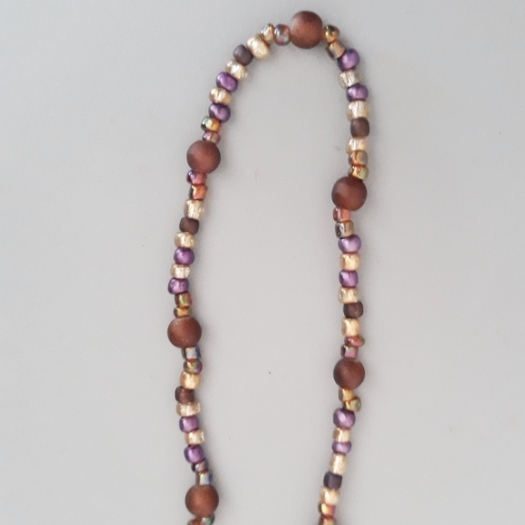 Handmade Gold + Purple Beaded Necklace and Choker - 2 Piece Set - Picture 5 of 14